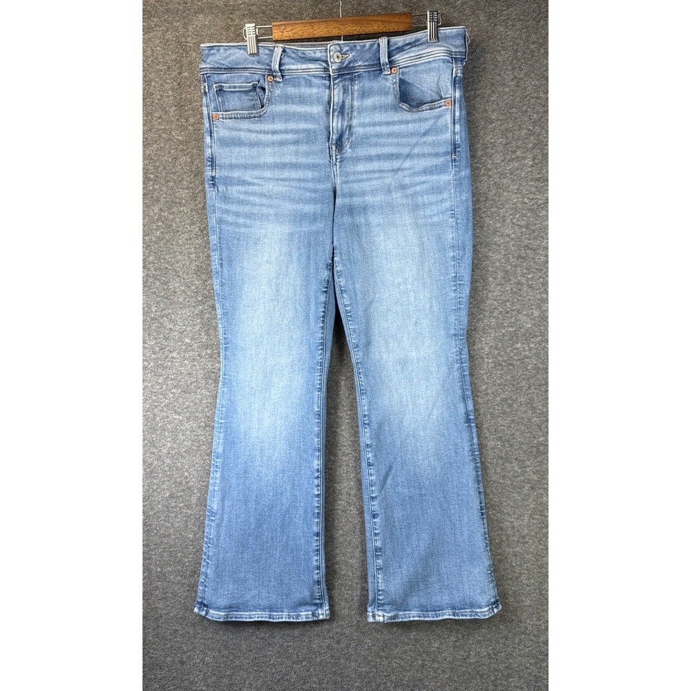 American Eagle Kick Boot Jeans Womens 14 S Light Blue Stretch Flare Country Farm